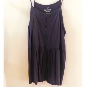 Navy AE Soft Sexy Lace Trim Tank Top/Cami